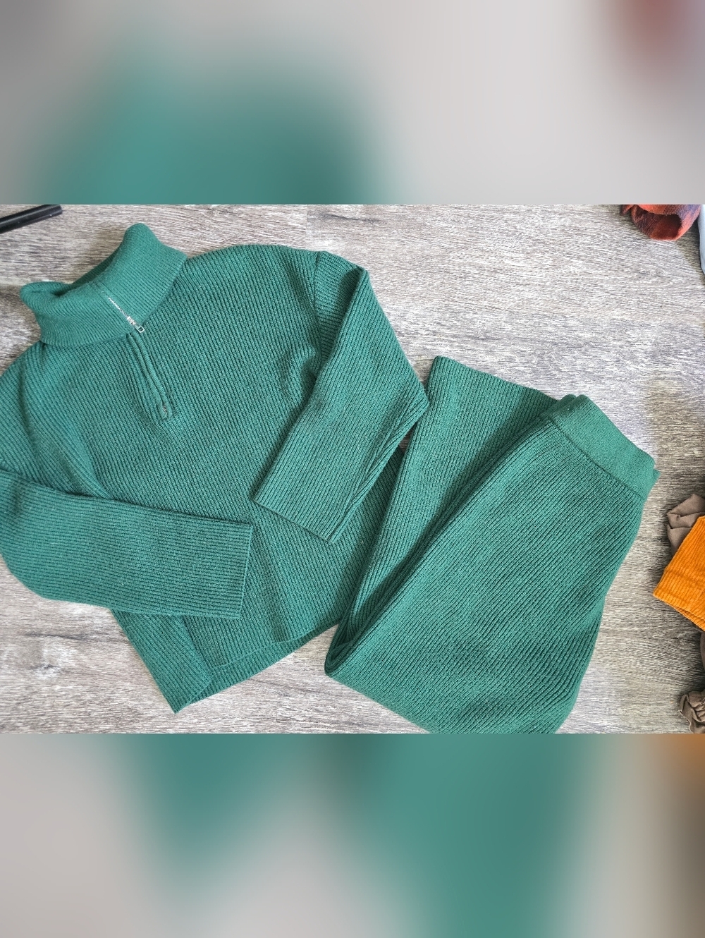 Green Cowl Neck Knit Sweater - Unbranded